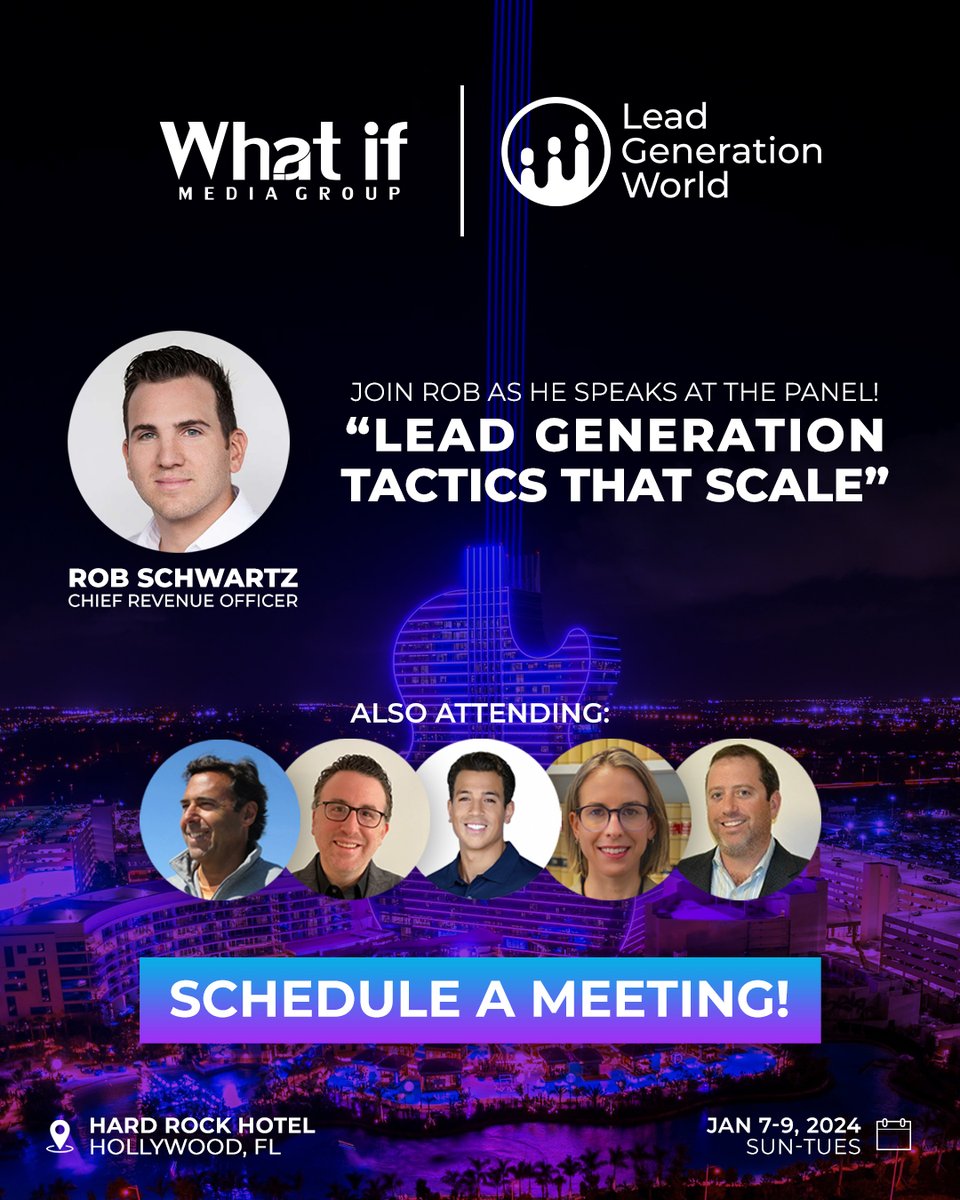 WhatIfMediaGrp's tweet photo. As 2024 gets going, #WhatIfMediaGroup Trade Show Warriors are gearing up for a #LeadGen extravaganza!
Join us January 7-9 for @LeadGenerationW's #LGW2024 at Seminole Hard Rock Hotel & Casino
Set up a meeting: https://t.co/epMvC4RvkJ
#TradeShowWarriors #LGW #LeadGenerationWorld https://t.co/p4O3CivDKq