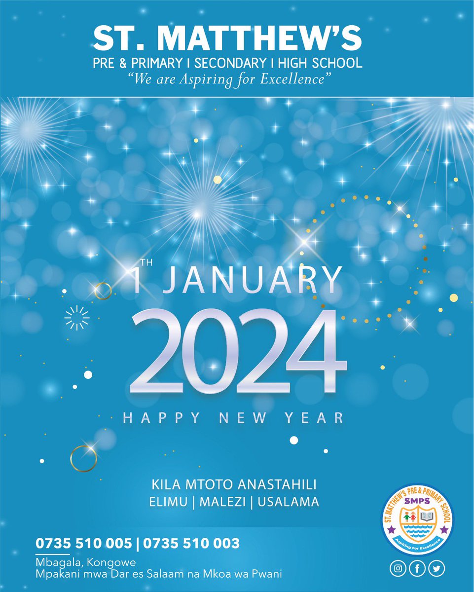 matthew_schools's tweet photo. ASANTE MUNGU KWA MWAKA 2024!
Tunawatakia wote Heri ya Mwaka Mpya 2024.
#StMatthews
#Elimu #Malezi #Usalama https://t.co/isHPsEg6rs