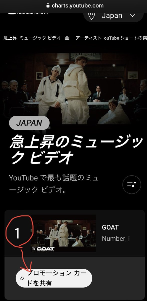 Shkecchann_17's tweet photo. 急上昇のMV 1位🥇の
プロモーションカードってどこから確認できるの？って探してやっとわかった！！
自分で確認して保存したかったからスッキリ😇
下のリンクからランキングに行くので1位をタップ→ダウンロード出来るよ🤗

#Number_i_GOAT
#YouTube_Number_i
#Number_i

https://t.co/unhbFDAZTU https://t.co/Ag4imh1iDA