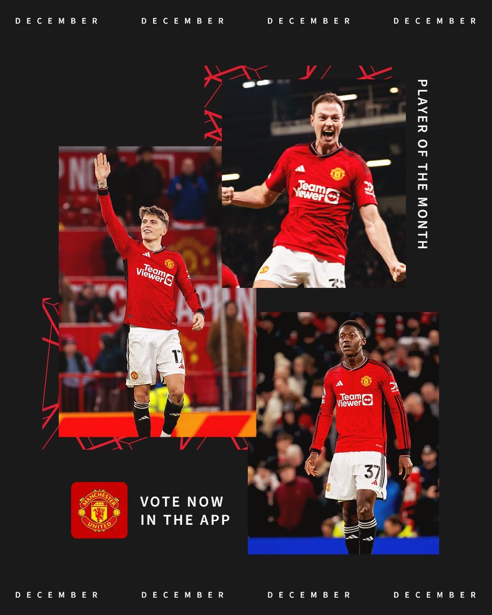 ✅ Dekabr ayı üçün 'Manchester United'də ayın oyunçusu mükafatına namizədlər: • Jonny Evans • Alejandro Garnacho • Kobbie Mainoo