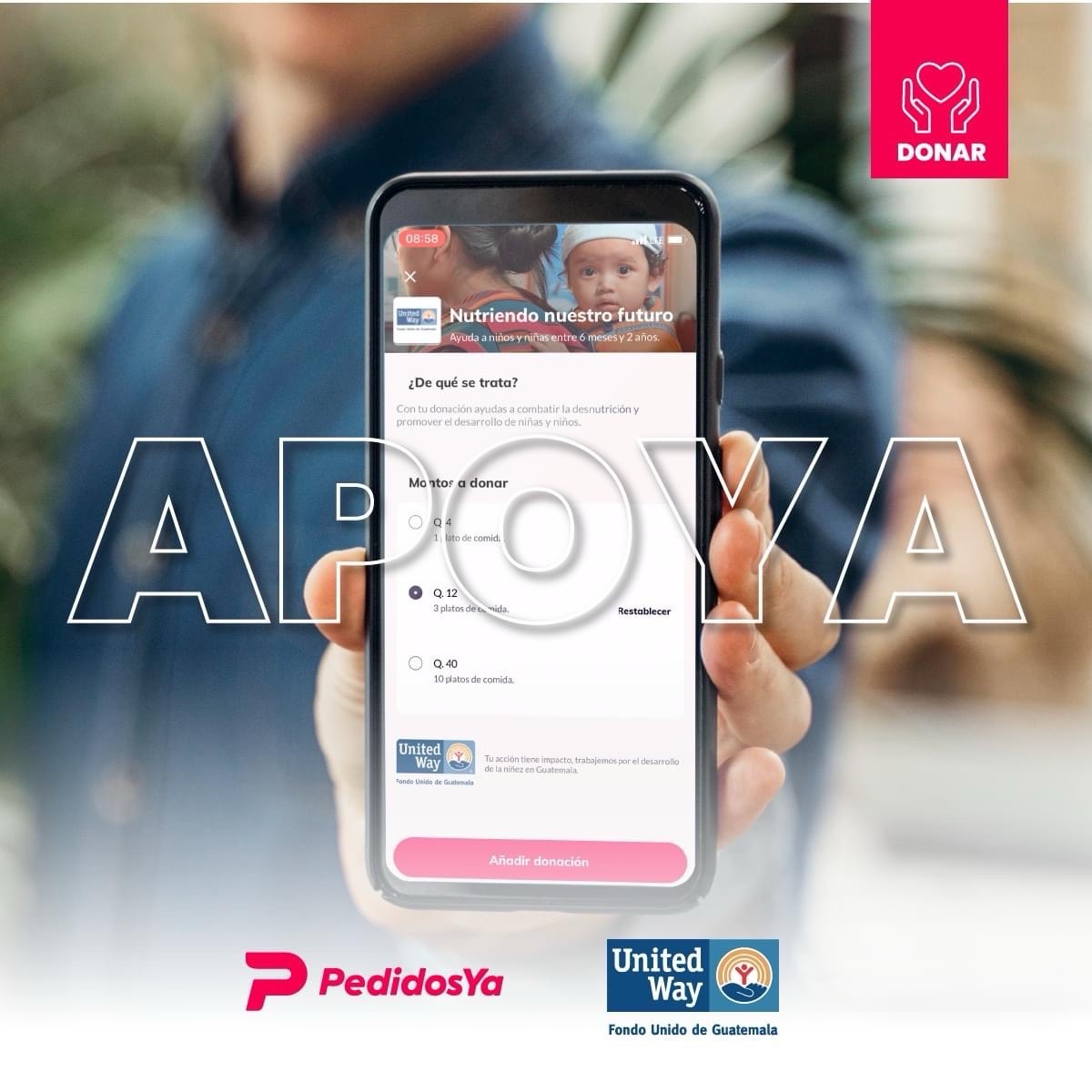 ¡A un clic de distancia!
Apoyar los proyectos de United Way está a un solo clic gracias a #PedidosYa.

#JuntosPodemos