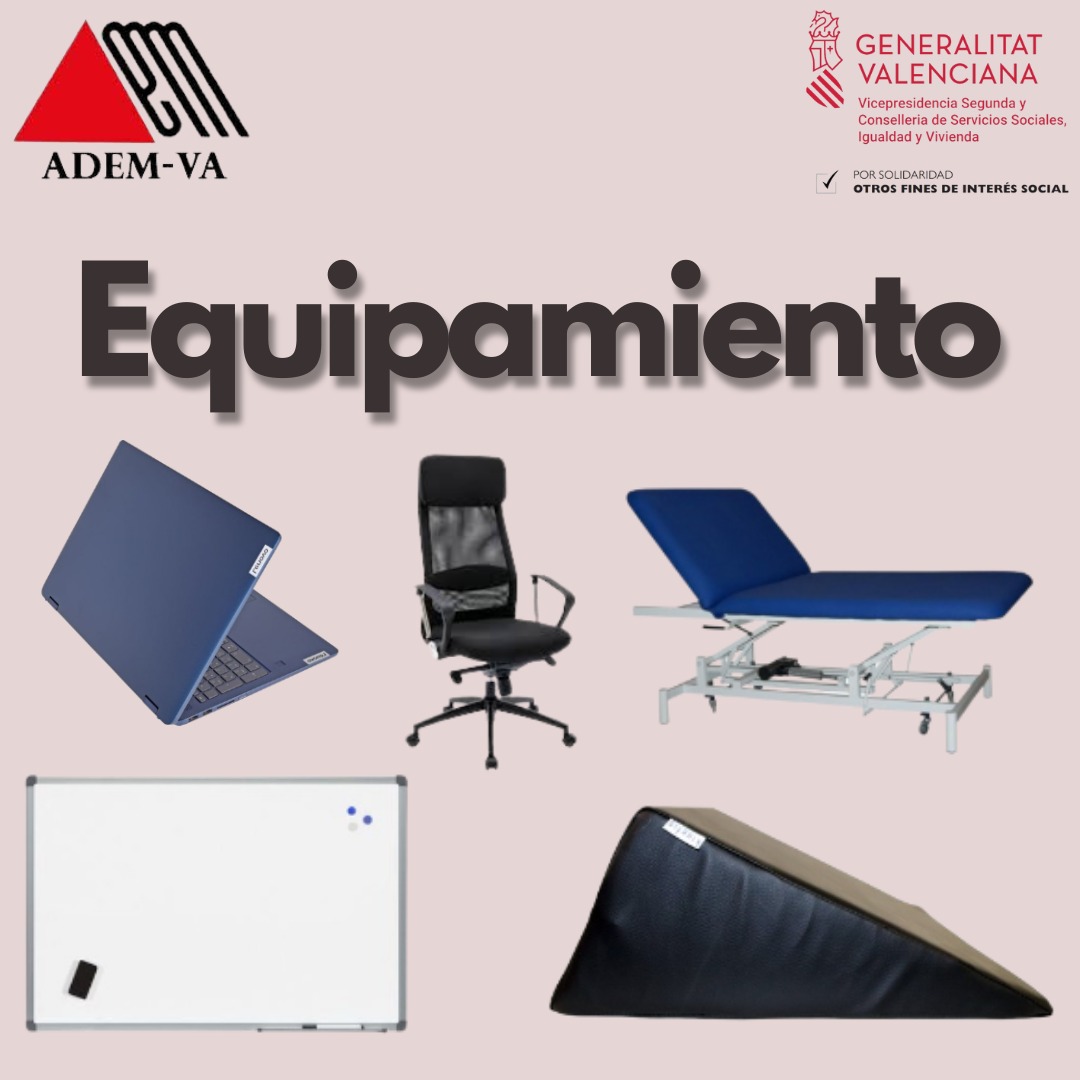 📢 Gracias a las subvencionas dirigidas a la realización de programas de interés general para atender fines de carácter social de la Convocatoria IRPF 2022 de la <a href="/GVAIgualtat/">GVAIgualtat</a> , en ADEMVA hemos renovado el equipamiento para mejorar la calidad de nuestros servicios.