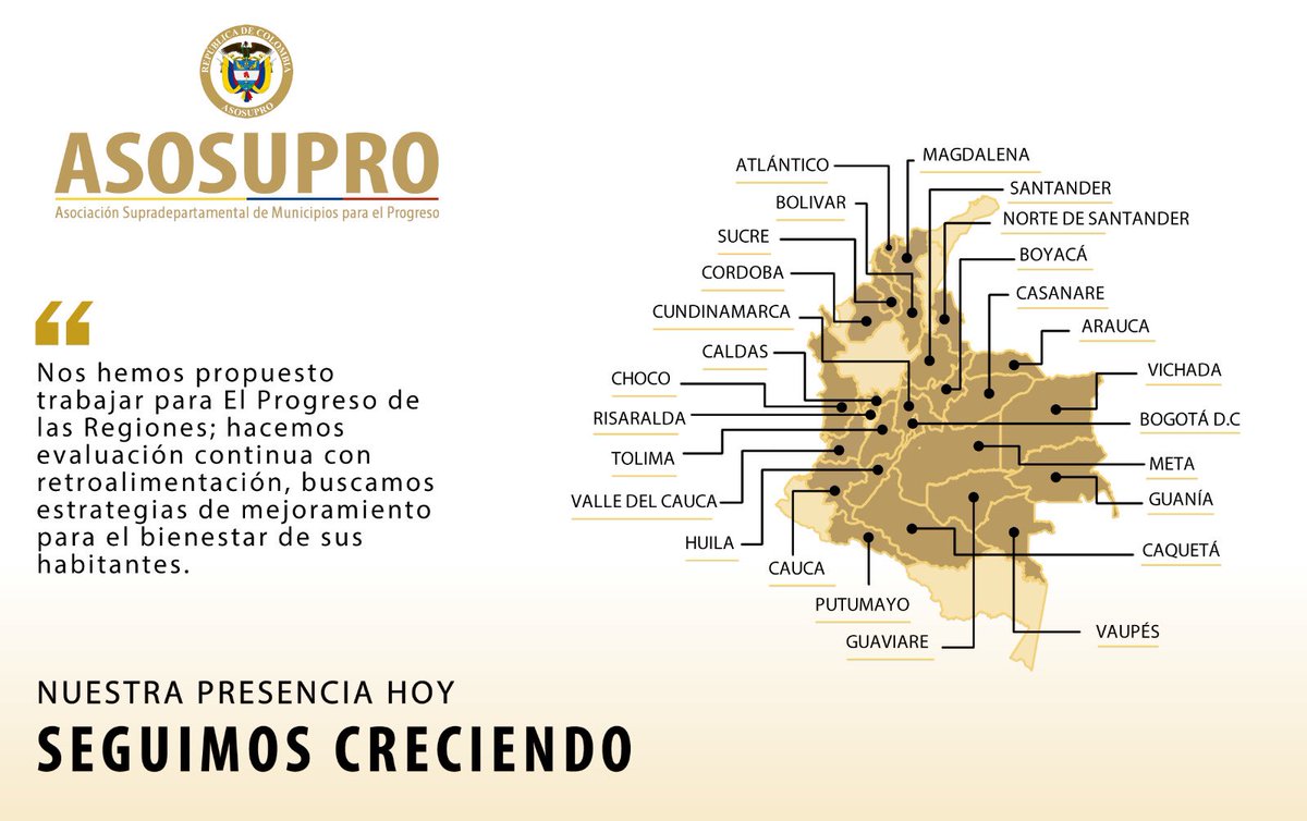 asosupro's tweet photo. Somos una Entidad Territorial de derecho Público bajo la Resolución No. 013 del 13 de junio de 2022 del Ministerio del Interior, de conformidad con el literal a) del numeral 1) del Artículo 2 de la Ley 80 de 1993 y el Artículo 149 de la Ley 136 de 1994, Decreto 1033 de 2021… https://t.co/5kJvtqaafI