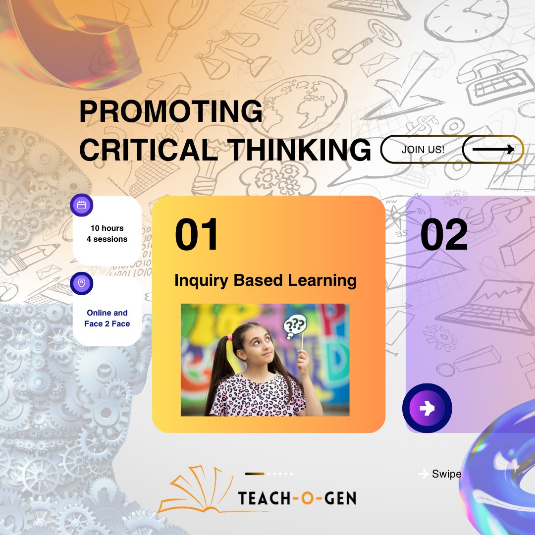 teach_gen's tweet photo. Starting 2024 with Teaching Strategies for Promoting Critical Thinking in the classroom 🤓 👩‍🏫 
Register at January's round and enjoy new year's 10% discount using code: NEWYEAR10.
For further details https://t.co/NQevh0Kskv
#criticalthinkingskills #teachogen #schools #teachers https://t.co/91wGFFZ9Tt