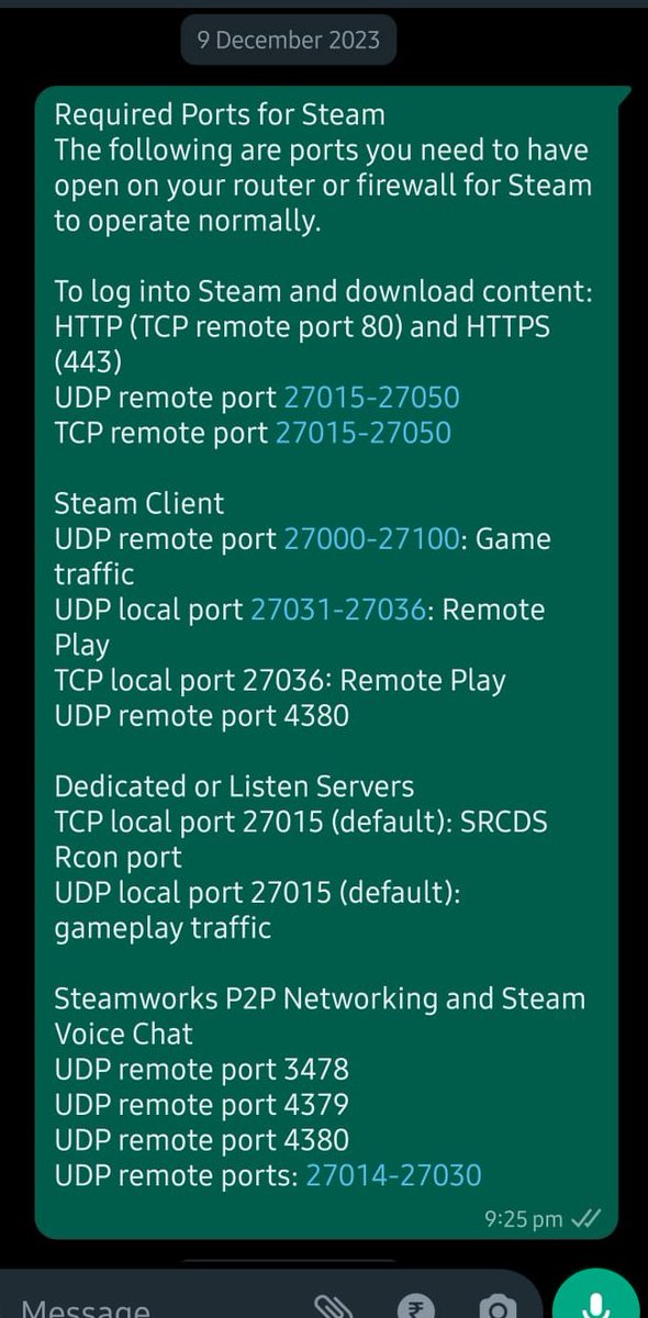 Firefalcon82's tweet photo. @BSNLCorporate I have been complaining to the local guy that all the ports are closed or blocked from the BSNL end. I am not able to browse, use Discord, hell even continue to run my company. please open these ports for me. image attached below https://t.co/5EGXwynMVA