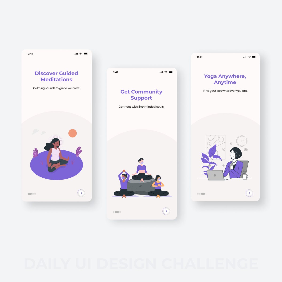 deyemidoyen's tweet image. Daily UI Design Challenge - today’s task was to design a mobile onboarding experience for a meditation app. 🧘‍♂️ 

Kindly share your feedback in the comments section 🙏🏾

#onboardingdesign #uidesign #uidesigner #uiux #uidailychallenge #meditationapp #yogaapp