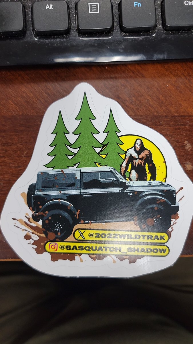 Charlie11478622's tweet photo. Starting sticker collection with the Bronco community! Got this fine looking Sacquatch_Shadow sticker in the mail from the East Coast of Canada all the way to WA State USA!! There are great people driving Bronco's all over the place!! Thanks Shadow!! https://t.co/qgy3TuRJuu
