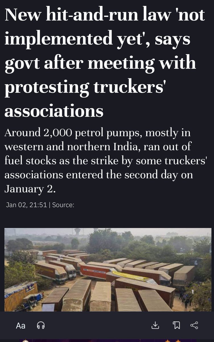 sidd_sharma01's tweet photo. While this is the same group but now reliable - It ends
And if the rules were not implemented what was all the fuss about - Another U Turn, eh
#TruckDriverProtestEnds #TruckDrivers #ProtestEnds #TruckDriverProtest #EndOfProtest #AnotherUTurn #News18 #GodiMedia #SoldMedia https://t.co/SgCriahagG