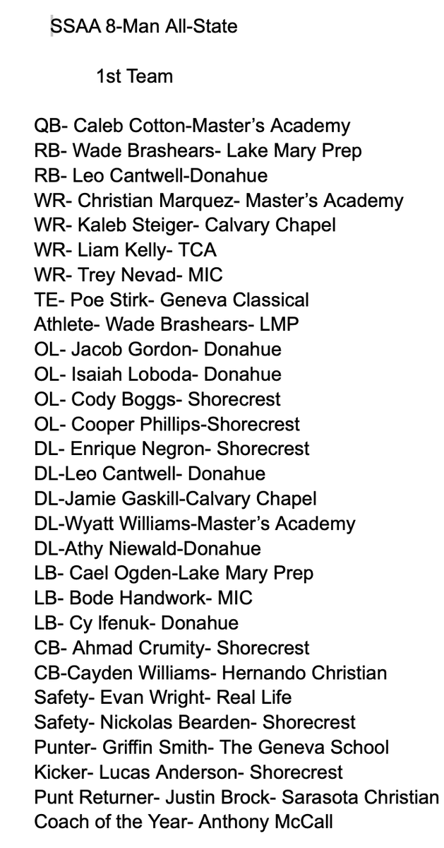 SSAAFootball's tweet image. SSAA 8-Man All-State Teams

@FlaHSFootball @Andy_Villamarzo @CenFLAPreps