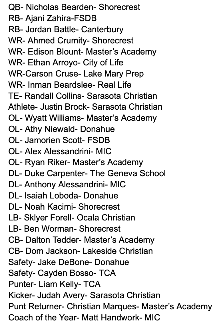 SSAAFootball's tweet image. SSAA 8-Man All-State Teams

@FlaHSFootball @Andy_Villamarzo @CenFLAPreps