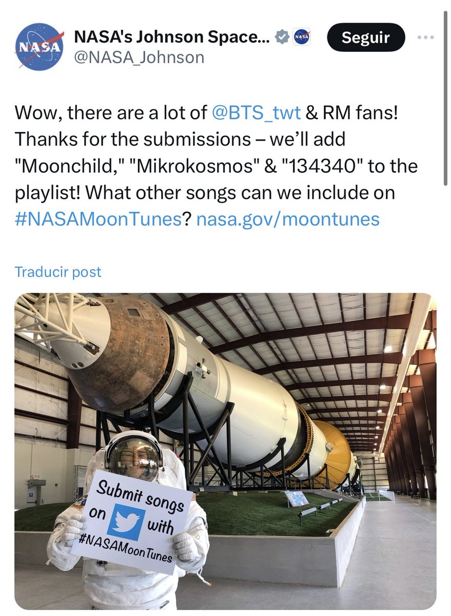 Dianalauradr24's tweet photo. 💜 Recordemos que esta selección se llevó a cabo en 2019, tras la nominación de ARMY para que fueran consideradas.

CONGRATULATIONS BTS
CONGRATULATIONS RM
#RMxNASA
#BTSxNASA https://t.co/9121b9taEc