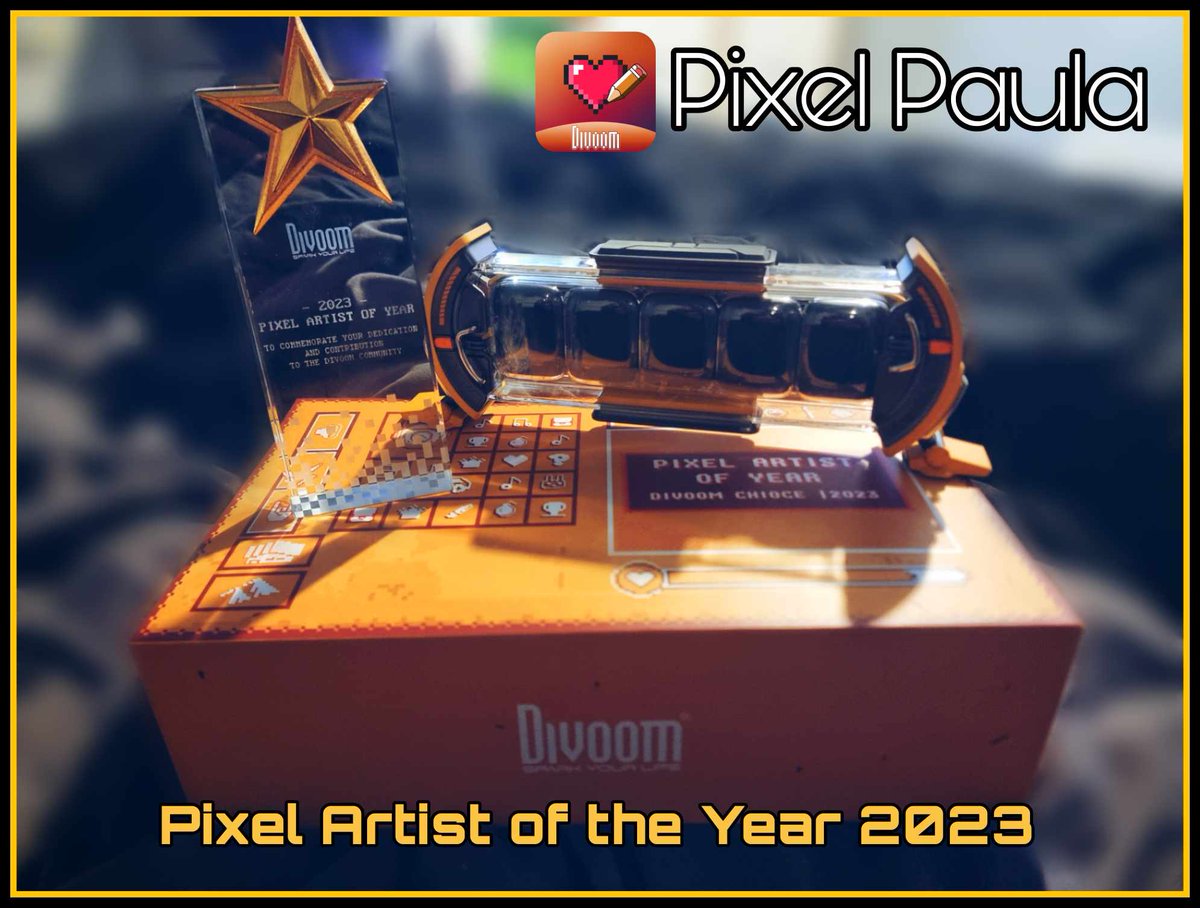 It was a great honour to receive the title of pixel artist of the year alongside others after putting so much work into creating these designs in this our first year

Thankyou so much to all the staff at <a href="/divoom/">🎄Divoom🎄</a> for creating such a beautiful tool and community and amazing devices