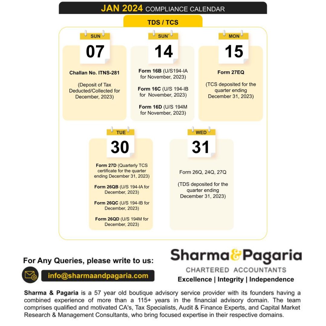 sharmapagaria's tweet photo. We have listed the key reporting forms and due dates on our corporate compliance calendar for January 2024.

Contact our experts at +91 9611719707
Visit us: https://t.co/nuKt5CgsBa

#compliancecalendar #compliances #ComplianceMatters #duedates #compliance #business #startups https://t.co/FLg82MuCRP