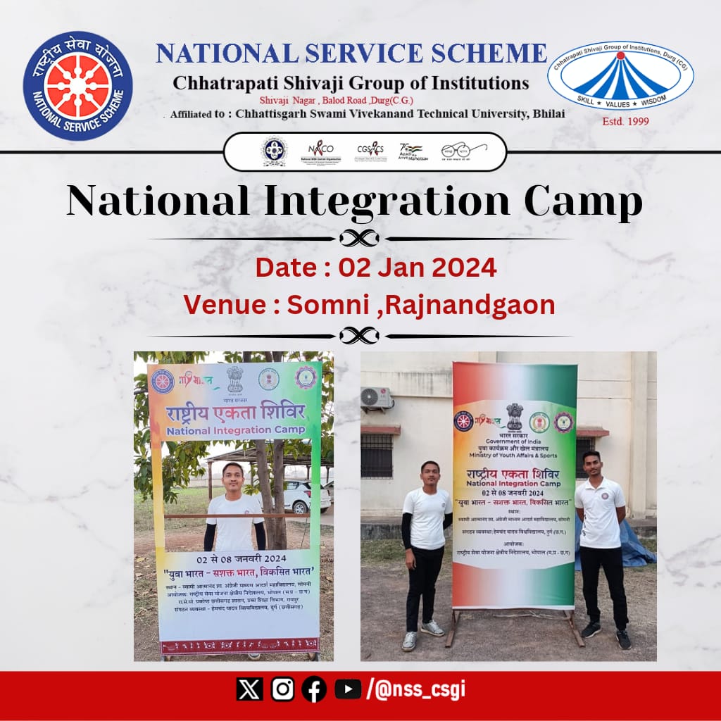 CsitNss's tweet photo. Jai hind🇮🇳🇮🇳
Congratulations 💐💐 Deepanshu sahu for selecting in National Integration Camp. And all the best to the NIC journey 💐💐💐
From nss csgi family
#unity #nsscsgi #nss #NIC #proudtobeannssvolunteer https://t.co/PAJjIfV5sI