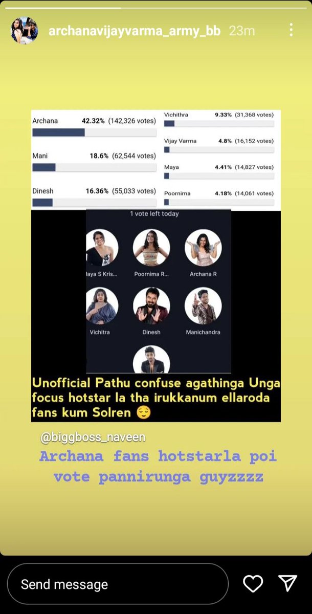 brainteaser_1's tweet photo. Some PRs of #VijayVarma are using #Archana's name to beg for votes. Echa behaviour tbh. 
Don't trust these pages that are shipping him with her. He's just being nice to her, don't get misguided! Vote only for archana
#BiggBossTamil7 #BiggBossTamil https://t.co/PAK5L7lHsk