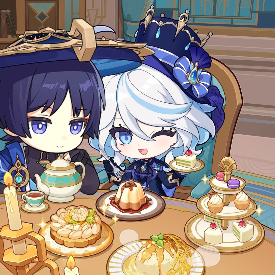 TimelyScararina's tweet photo. “Look, I made you desserts for your birthday! … You don’t like sweets..? Oh! Well, uhm. Not even a coffee bavarois? Still too sweet? *Sigh*. I’ve got… tea..?”
— A certain Fontainian director

#scararina #furiscara #scarafuri #scarina #scaramouche #furina #happybirthday https://t.co/vuEPc9MLZE