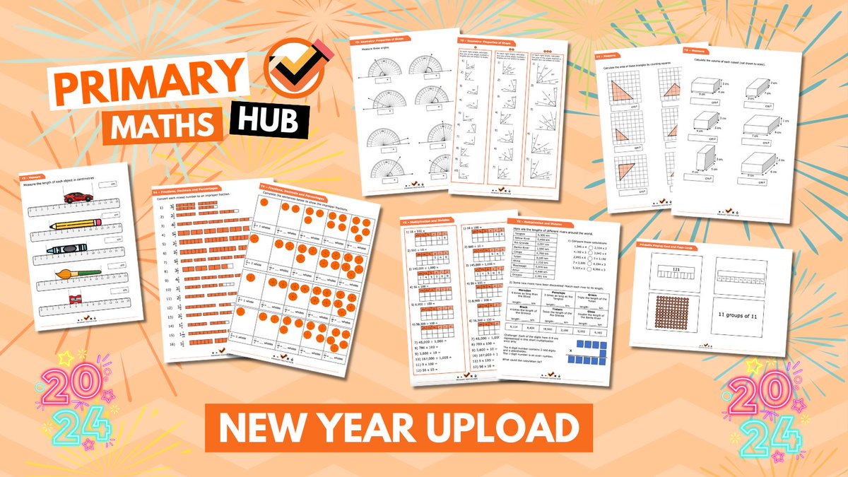 Happy New Year! Let's Go 2024! @PrimaryMathsHub has just added a huge upload of resources, adding new areas such a Measurement and Geometry, plus so much more! #maths Thousands of amazing resources ♻️and all this for is just £1.99 for a whole year! 📲 primarymathshub.com