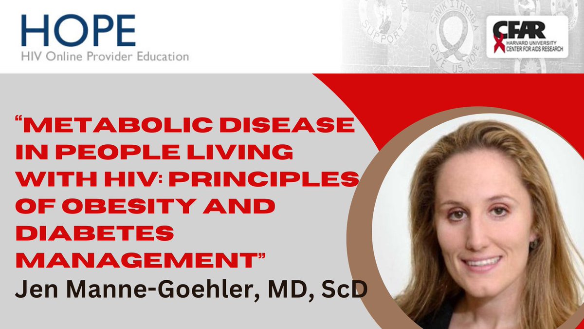 Harvard CFAR (@harvardcfar) on Twitter photo JAN-9 (8am US ET; 3pm SA) MD, ScD @IDDocJen remotely presents HOPE Physicians Conference: âMetabolic Disease in People Living with #HIV : Principles of #obesity and #diabetes Managementâ <a href="/RMKGandhi/">Rajesh Gandhi</a> <a href="/AidsHarvard/">Botswana Harvard Health Partnership</a> <a href="/mgh_id/">MGH Division of Infectious Diseases</a> <a href="/bwh_id/">Brigham and Womenâs Infectious Diseases</a> <a href="/MGHBWHIDFellows/">MGB Infectious Diseases Fellowship</a> - Info at conta.cc/3vrr3ws JAN-9 (8am US ET; 3pm SA) MD, ScD @IDDocJen remotely presents HOPE Physicians Conference: âMetabolic Disease in People Living with #HIV : Principles of #obesity and #diabetes Managementâ <a href="/RMKGandhi/">Rajesh Gandhi</a> <a href="/AidsHarvard/">Botswana Harvard Health Partnership</a> <a href="/mgh_id/">MGH Division of Infectious Diseases</a> <a href="/bwh_id/">Brigham and Womenâs Infectious Diseases</a> <a href="/MGHBWHIDFellows/">MGB Infectious Diseases Fellowship</a> - Info at conta.cc/3vrr3ws