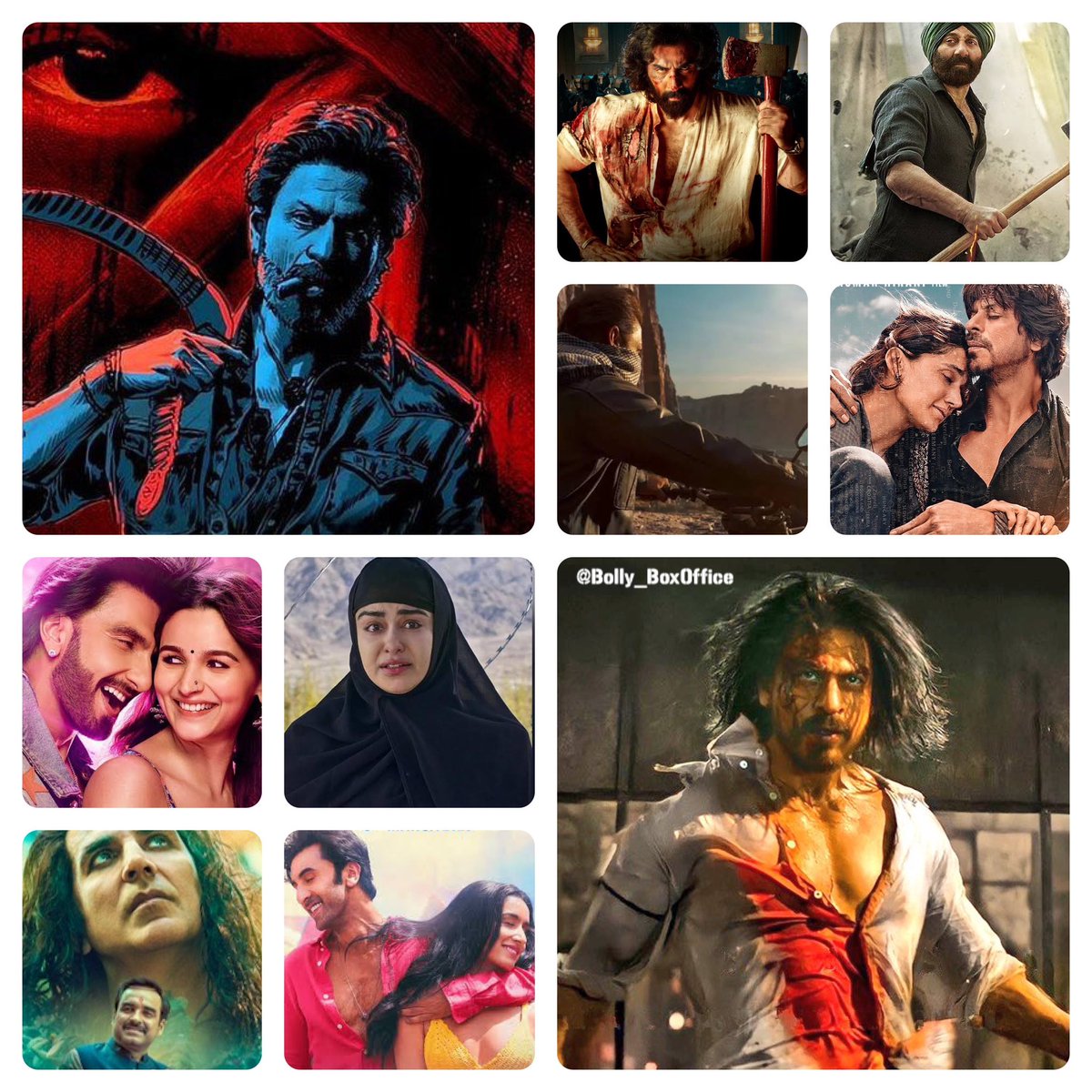 Top 10 Highest worldwide grossing Hindi Films of 2023.. #BoxOffice #HindiFilms 

⭐️#Jawan - ₹ 1184 Cr
⭐️#Pathaan - ₹ 1050 Cr
⭐️#Animal - ₹ 891* Cr [Still Running]
⭐️#Gadar2 - ₹ 686 Cr
⭐️#Tiger3 - ₹ 435 Cr 
⭐️#Dunki - ₹ 400* Cr [Still Running]
⭐️#RARKPK - ₹ 355 Cr…