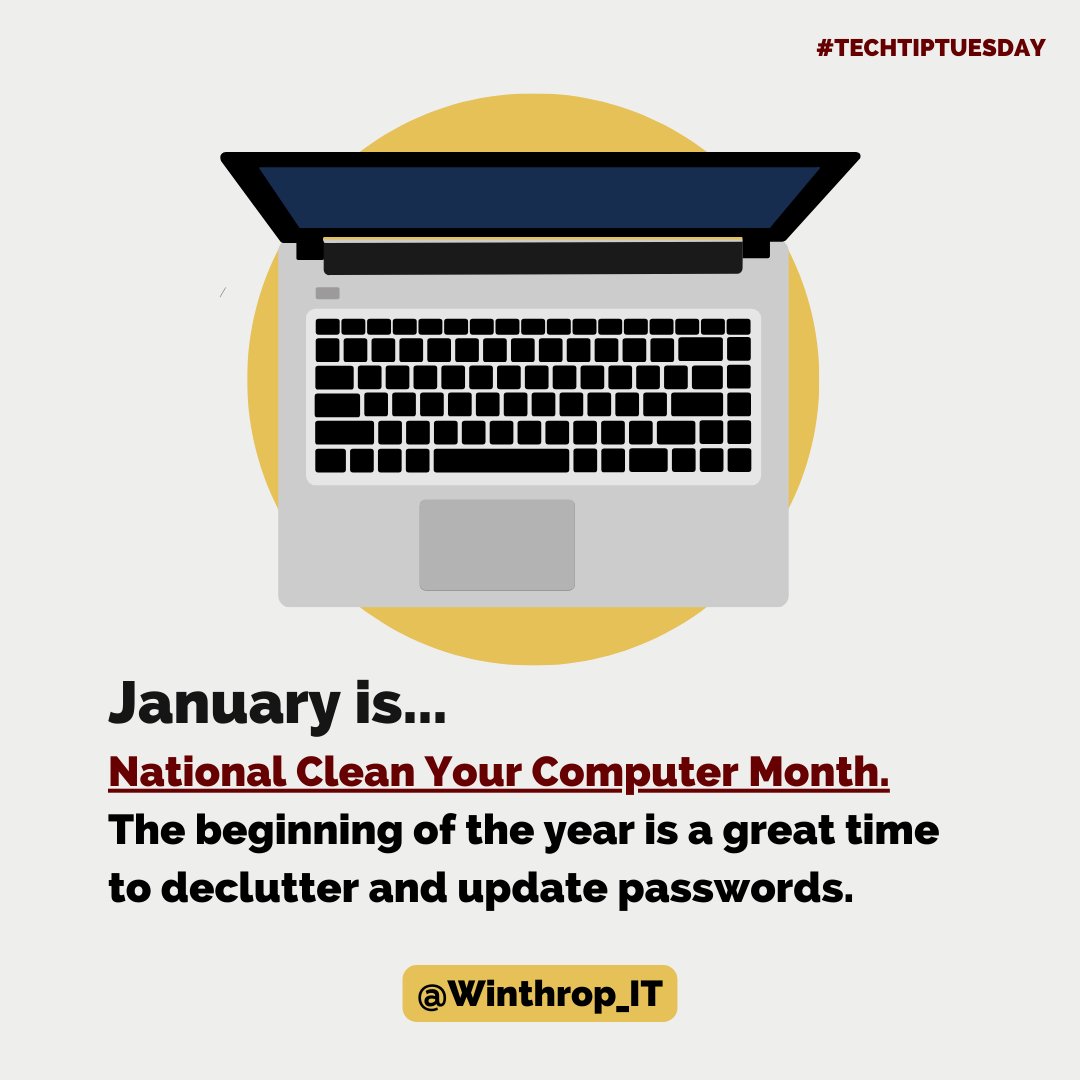 Winthrop_IT's tweet photo. Start your year off organized.
#TechTipTuesday #NationalCleanYourComputerMonth https://t.co/88fuDsJk6Z