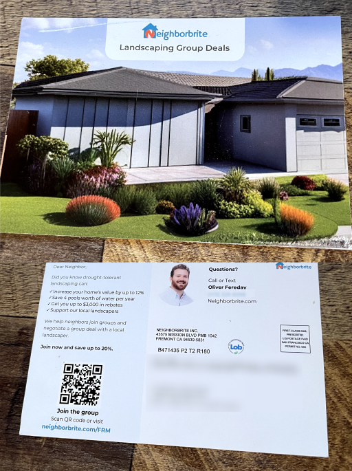 LuisBenavides's tweet photo. Imagine a postcard in your mail - not just any postcard, but a personalized vision of your home with new vibrant landscaping, all thanks to AI. That's what we did at @Neighborbrite! Here's a step-by-step guide on how to replicate it. #buildinginpublic 👇 https://t.co/BObDIYgQjE