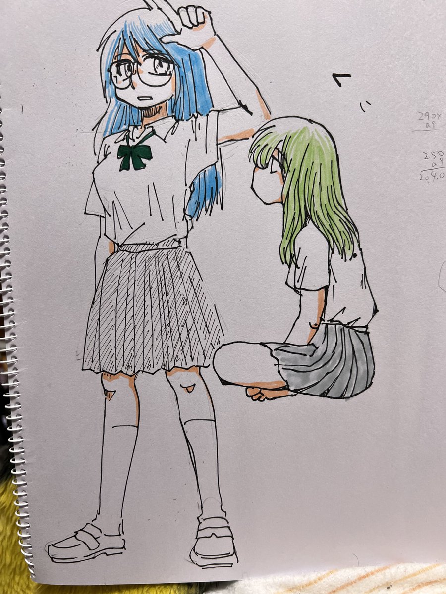 「ビール飲みながら落書き 女の子達 」|遠藤平介のイラスト