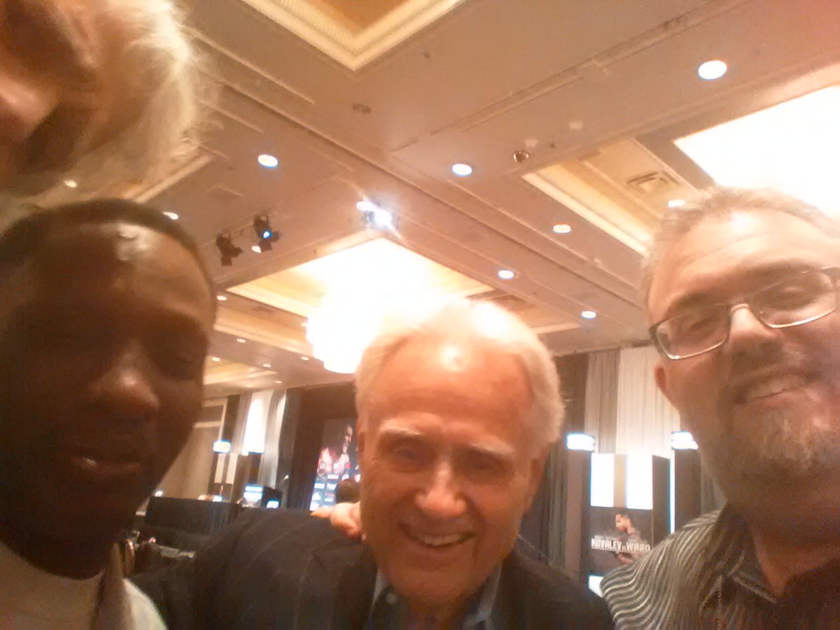 The late great Pernell Whitaker, longtime P4P king & 4-division champion, would have turned 60 today. Here's a pic from the Kovalev-Ward I media center in 2016: Whitaker with me, Larry Merchant & Tom Hauser. Good times & quite the #boxing conversation. @Main_Events @Jmizzone