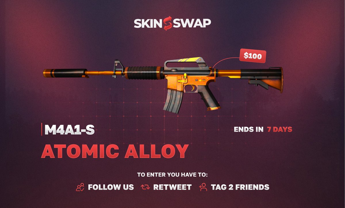 Enjoy another $100 giveaway! 🫡

This 100$ giveaway will last 7 days, to enter you have to..

-Follow <a href="/Skinswapcom/">SkinSwap</a> 
-Retweet and like this tweet ✅
-Tag two friends 🫂

GL!