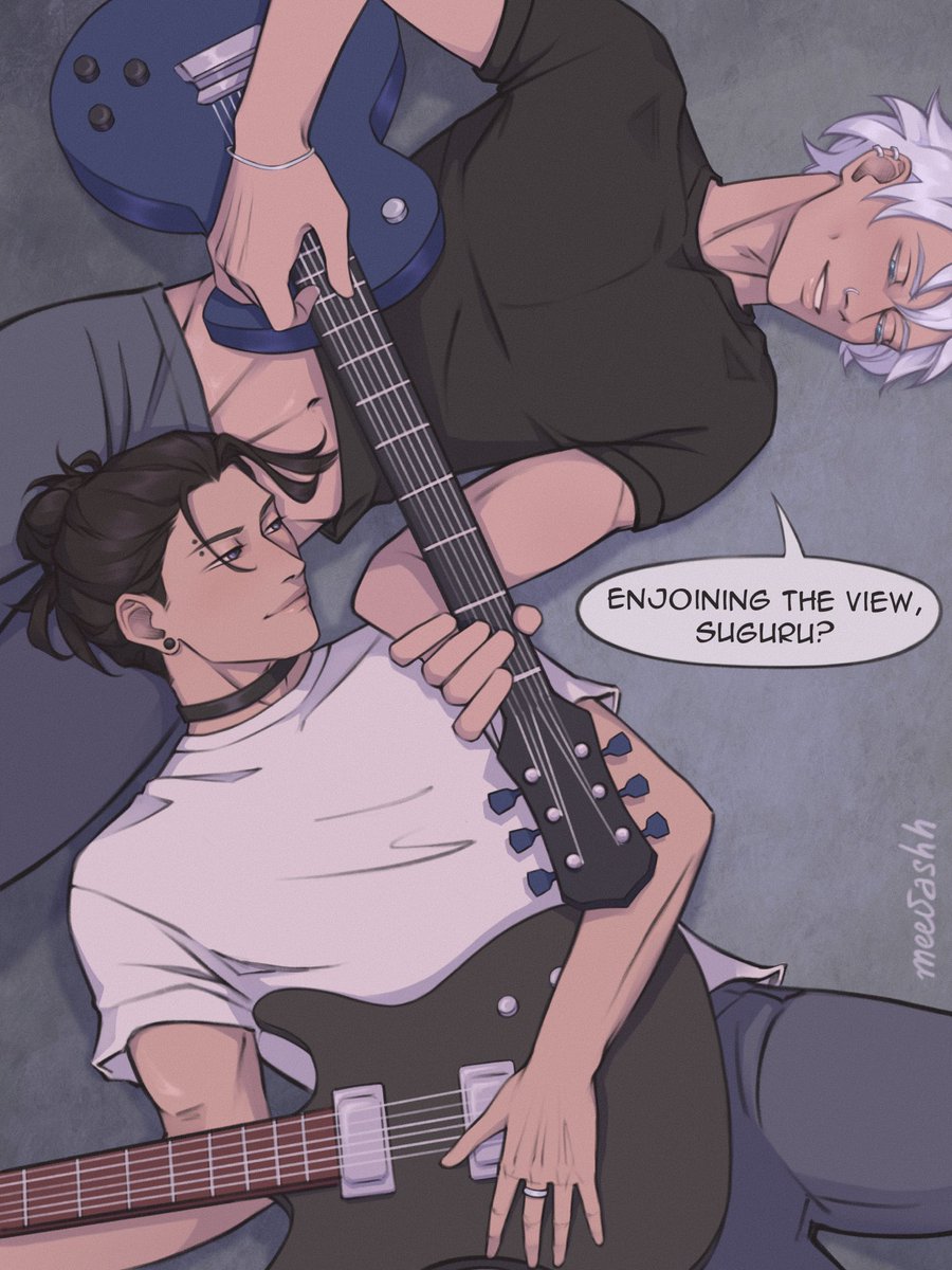 meevashh's tweet photo. satosugu band au🎸 #satosugu #五夏 #jjk https://t.co/kzJp57IfK4