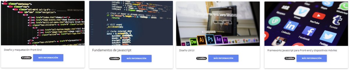 Quieres ser desarrollador front-end? Experto universitario en Diseño y Desarrollo Front End de la <a href="/ETSIIUNED/">ETSI Informática UNED</a>. Tu eliges tu destino!!!  
Matrícula hasta el 15 de enero de 2024: bit.ly/3NH60MF