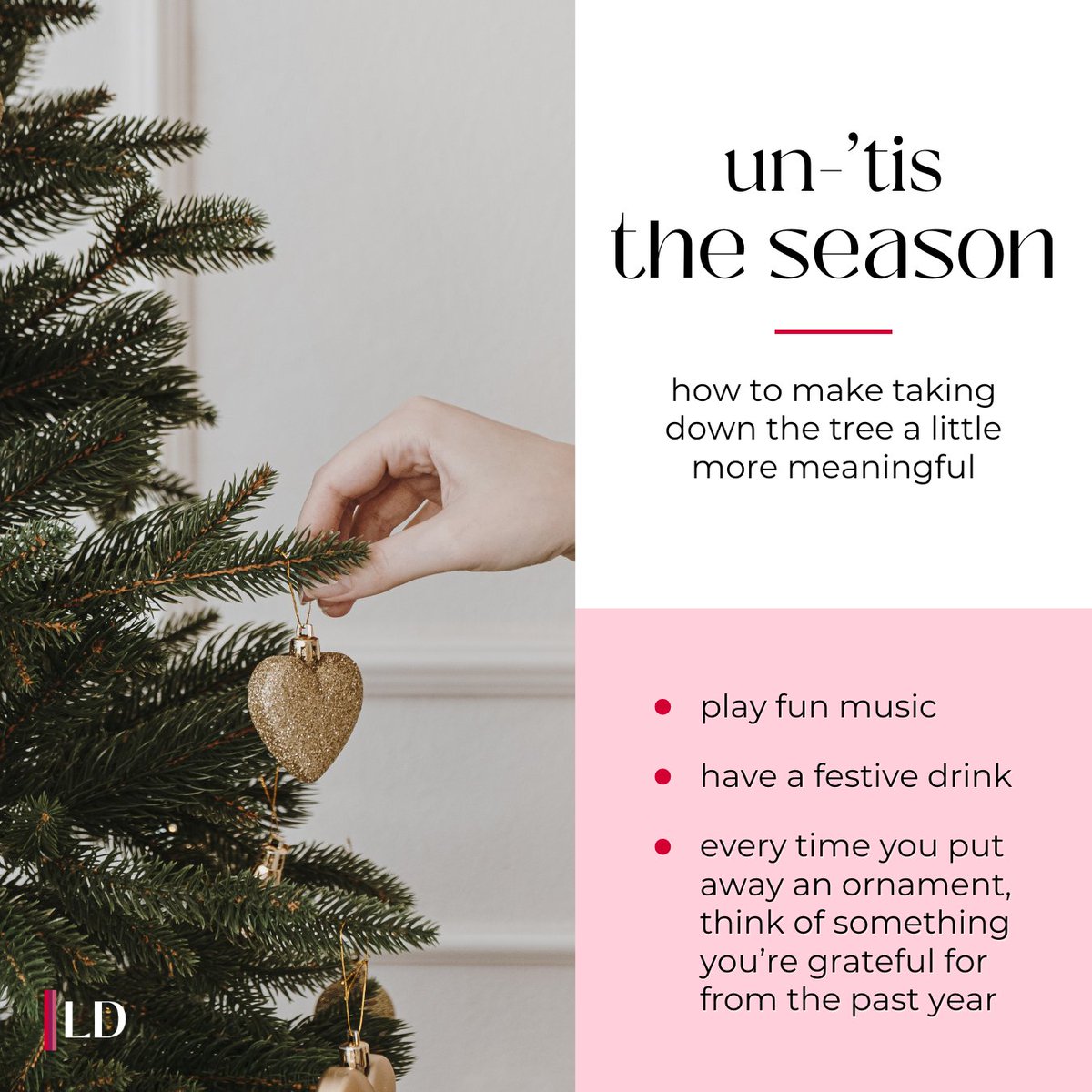 DiemerLisa's tweet photo. As you get prepared to take down your holiday decorations, don't forget to make the most of it! I think of each ornament as a blessing I had over the previous year and it really changes my mood for the un-decorating chore. https://t.co/wCc0YJLxgq