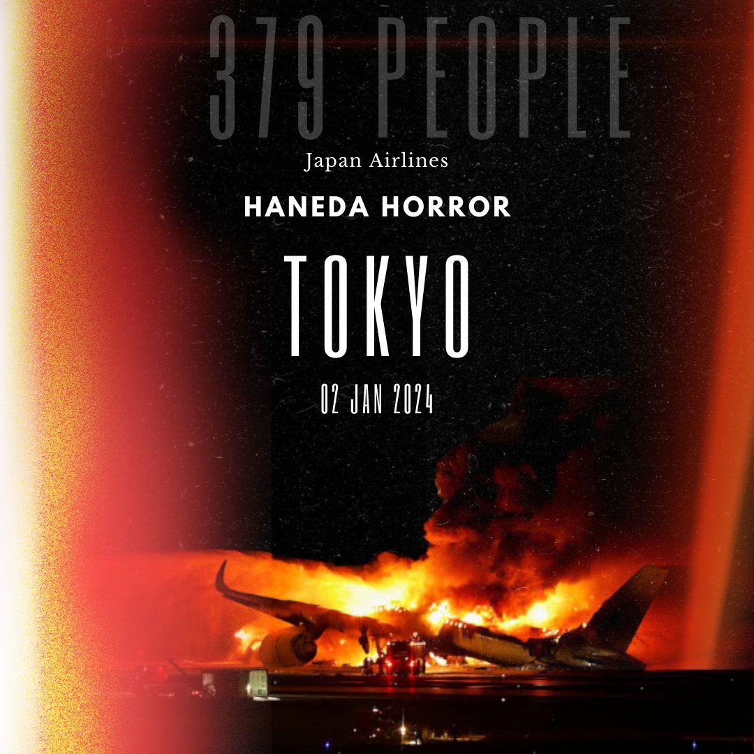 AnuradhaTibile's tweet photo. Tokyo Tragedy: Miraculous escape for 379 as JAL plane collides with Coast Guard aircraft, claiming 5 lives.

#HanedaHorror #TokyoTragedy
#JAL #JapanAirlines #Japan #Tokyo #CoastGuard #planecrash #HanedaAirport
#TokyoHanedaAirport #2ndjanuary #379people #All367 #collision https://t.co/zs8aQ3OvSr