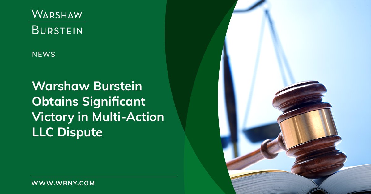 Maxwell Breed, partner, Leron Thumim, counsel, and Meghan Hallinan, associate, have obtained a victory in a multi-action LLC dispute in New York State Supreme Court. shorturl.at/EFSU7 

#CommercialLitigation #RealEstateLitigation