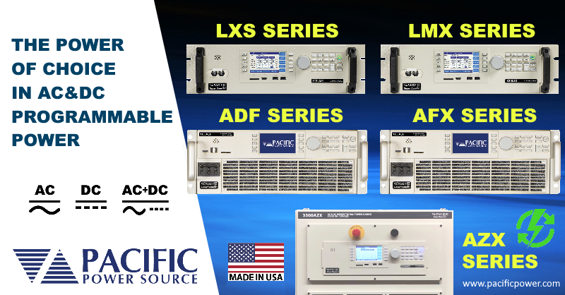 Start the New Year off right. Choose from one of our many lines of programmable AC Power Sources that best matches your power and test requirement needs. Models starting at 500VA all the way to 100's of KVA. Our extensive lines of LSX Series, LMX Series, ADF Series, AFX Series