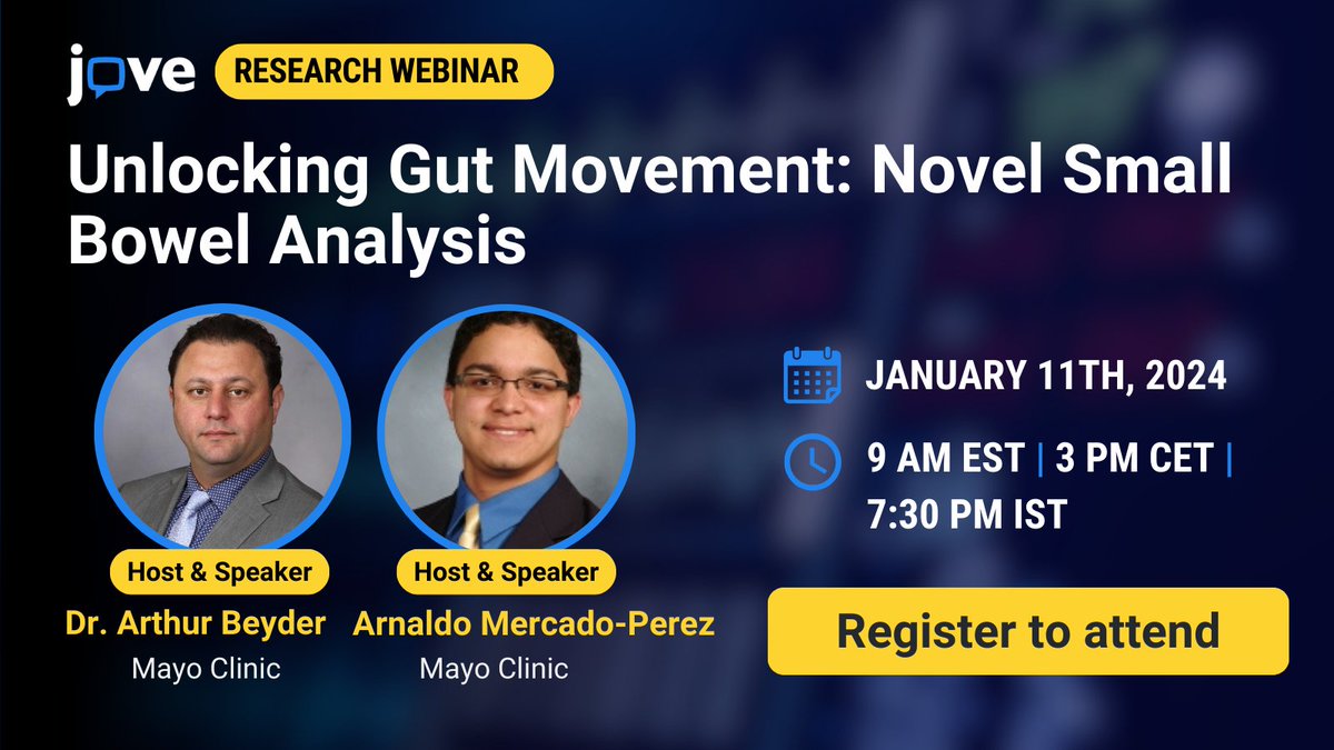 Researchers, are you studying the GI motility mechanism?

Explore small bowel motility using innovative approaches by joining the upcoming webinar with @artbeyder, Gastroenterologist & Arnaldo Mercado-Perez, MD-PhD Student @MayoClinic.
 
Register now: hubs.ly/Q02f06400