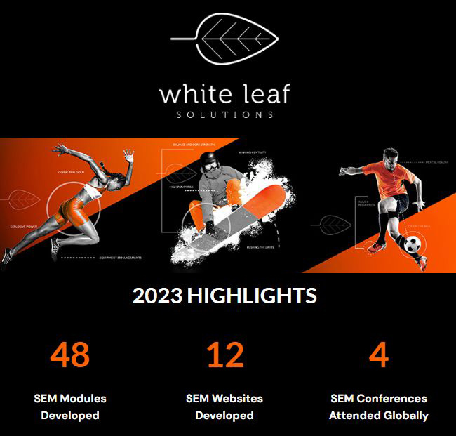 WLS year in numbers... 2023 was a busy year!
Already several candidates for the first website of 2024 and lots of online education in progress.

If you're in the sport/exercise field and looking to boost your business or education then let's work together!
whiteleafsolutions.com