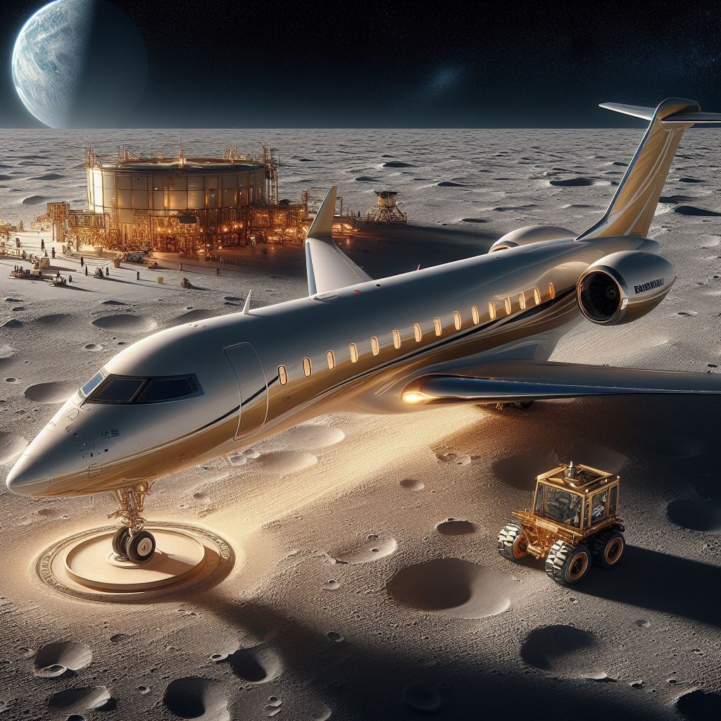 Bombardier's tweet photo. Happy #ScienceFictionDay! We asked #AI to come up with #futuristic spaceship concepts inspired by our Global and Challenger #bizjets. Pick your favourite! 

#SciFi #AIArt #DALLË3 #space #privatejets https://t.co/qo7YYgPFie