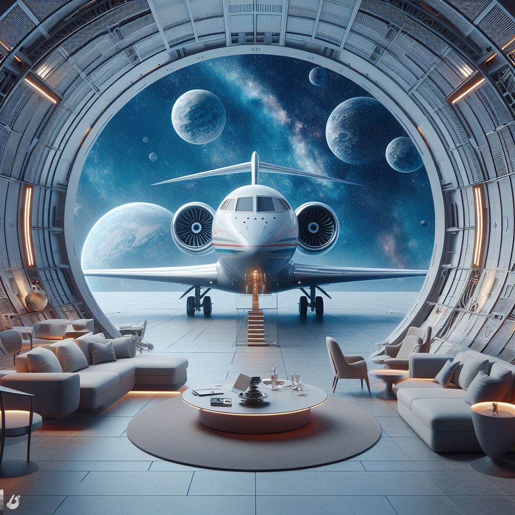 Bombardier's tweet photo. Happy #ScienceFictionDay! We asked #AI to come up with #futuristic spaceship concepts inspired by our Global and Challenger #bizjets. Pick your favourite! 

#SciFi #AIArt #DALLË3 #space #privatejets https://t.co/qo7YYgPFie