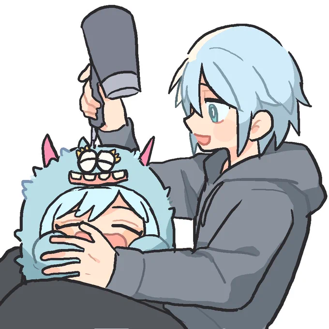 お風呂入って乾かしてもらうモンたまくん 