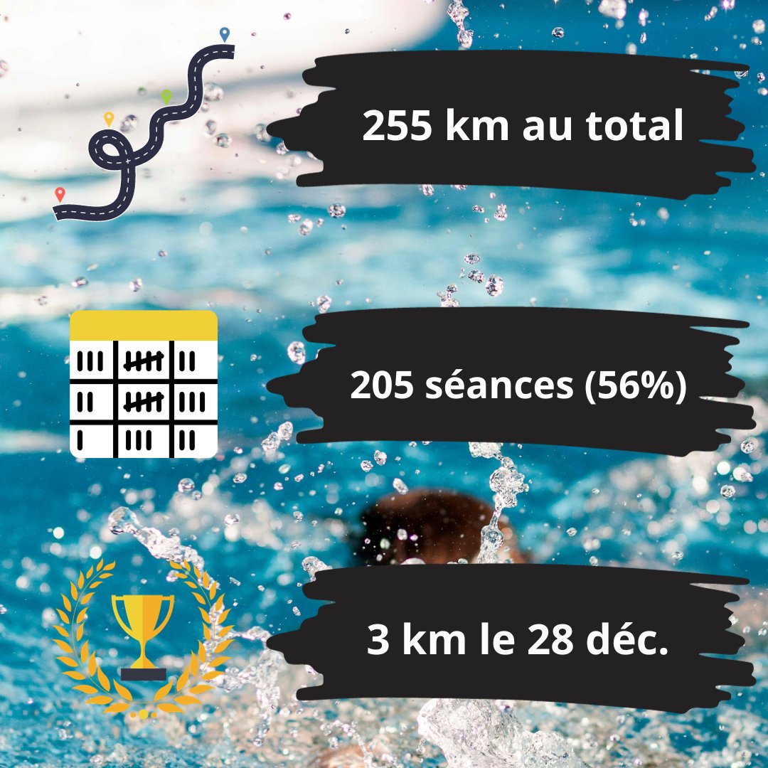 SLB_Ped's tweet photo. L'année est enfin terminée. C'est le moment pour moi de faire un retour sur cette année de natation. Les derniers objectifs annoncés étaient de 200 fois et de 230km. Comme vous le voyez, ils ont été plus qu'atteints. https://t.co/vhr5potKVm