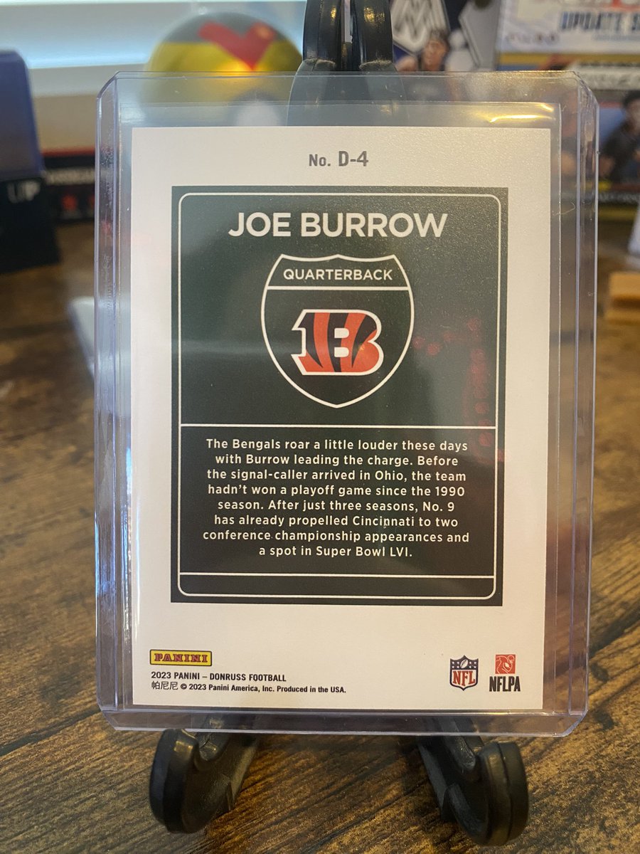 Mile_High_Rips's tweet photo. 2023 Donruss Downtown Joe Burrow $400 OBO 🔥🔥🔥

Also open to trades ISO: Wemby, MJ, Lebron, Duncan, Hurts @CardPurchaser @JoeyB https://t.co/6uHDnG3WPl