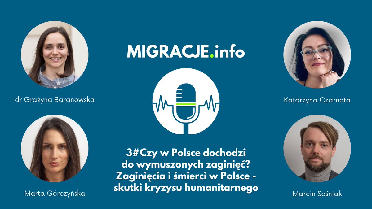 Czy na polskiej granicy dochodzi do wymuszonych zaginięć, czyli sytuacji, w których funkcjonariusze państwa są odpowiedzialni za zniknięcia osób? Zapraszamy do wysłuchania 3 odc. podcastu MIGRACJE.info z udziałem @GraBaranowska i @MarGorczynska bit.ly/migracjeinfo-o…