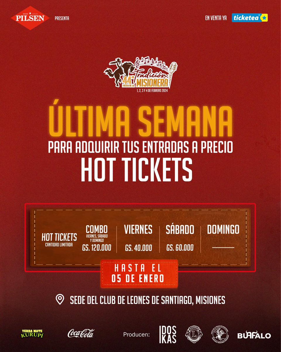 RadioMetro1061's tweet photo. ÚLTIMA SEMANA PARA ADQUIRIR TUS ENTRADAS A PRECIO HOT TICKETS‼️  Hot Tickets válidos hasta el 05 de enero. 🗓️ 01, 02, 03 y 04 de Febrero 2024  ¡Estos artistas y muchos más! https://t.co/p08SrCE6Kc