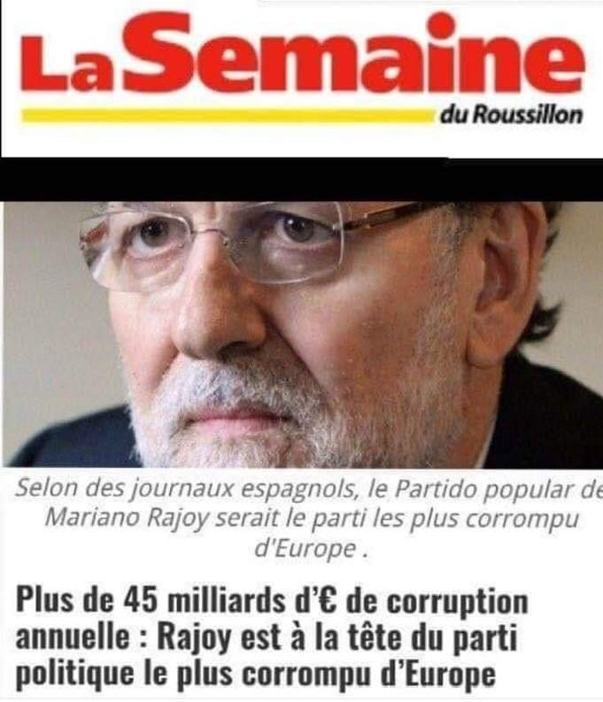 Traputxin's tweet photo. Si no tuvieran a los medios de comunicación y al poder Judicial en sus bolsillos, estarían todos en la cárcel.
" Más de 45 mil millones de € de corrupción anual. Rajoy estaba a la cabeza del partido político más corrupto de Europa".

Ferraz, Zapatero, Vidal Quadras, Perro Sanxe. https://t.co/4AOwG42oyV