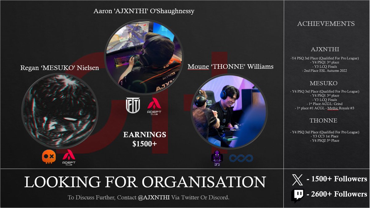 AJXNTHI's tweet photo. Stay Healthy are looking for an ORG for the upcoming Apex Legends Pro League Split 1. Contact me on here or via discord, Retweets appreciated https://t.co/E1tIoasP3J
