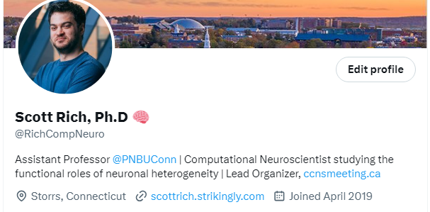 Scott Rich, Ph.D 🧠 (@richcompneuro) on Twitter photo It's officially 2024, which means I'm FINALLY officially an Assistant Professor <a href="/UConn/">UConn</a> <a href="/PNBUConn/">UConn Physiology & Neurobiology</a>😀
A huge thank you to <a href="/PrescottLab/">Prescott Lab</a> <a href="/SickKidsNews/">The Hospital for Sick Children (SickKids)</a>... I'll forever be indebted for how you helped prepare me for this transition during the last phase of my postdoc. It's officially 2024, which means I'm FINALLY officially an Assistant Professor <a href="/UConn/">UConn</a> <a href="/PNBUConn/">UConn Physiology & Neurobiology</a>😀
A huge thank you to <a href="/PrescottLab/">Prescott Lab</a> <a href="/SickKidsNews/">The Hospital for Sick Children (SickKids)</a>... I'll forever be indebted for how you helped prepare me for this transition during the last phase of my postdoc.