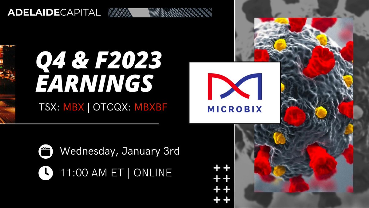 New year, same great story 🔴 🔵 Microbix Biosystems Inc. joins us tomorrow to discuss their proprietary biological solutions for human health and well-being. RSVP: bit.ly/3TK31XS $MBX $MBXBF