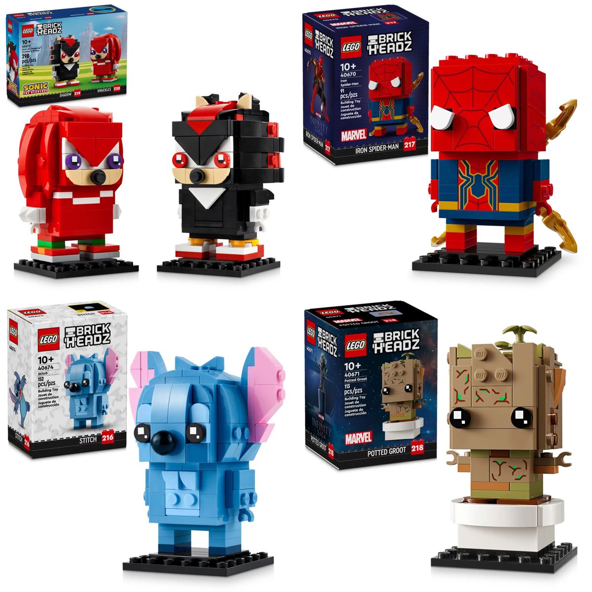 ▻ New LEGO BrickHeadz 2024: Iron Spider-Man, Groot, Knuckles, Shadow and  Stitch - HOTH BRICKS