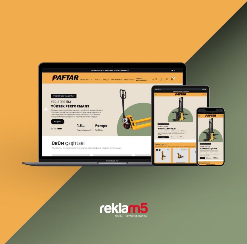 ercnersoy's tweet photo. Heyecan verici bir haberle buradayım! Reklam5 ekibi olarak PAFTAR firmasının web sitesini kodladık ve başarıyla yayına aldık! 
https://t.co/Me5On6JFxA 🌐💻
Proje boyunca ekibimizle birlikte harika bir iş çıkardık ve kullanıcı deneyimini en üst düzeye çıkarmak için çalıştık. https://t.co/WXHZX9wscm