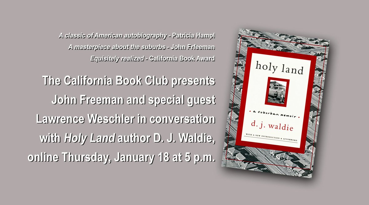 I’m looking forward to sitting down (via Zoom) with special guest Lawrence Weschler and @calbookclub host John Freeman in an hour-long conversation on Thursday, January 18 at 5 p.m. (Pacific time). Join via tinyurl.com/jfvp4vf9 #losangeles #la #lahistory #senseofplace